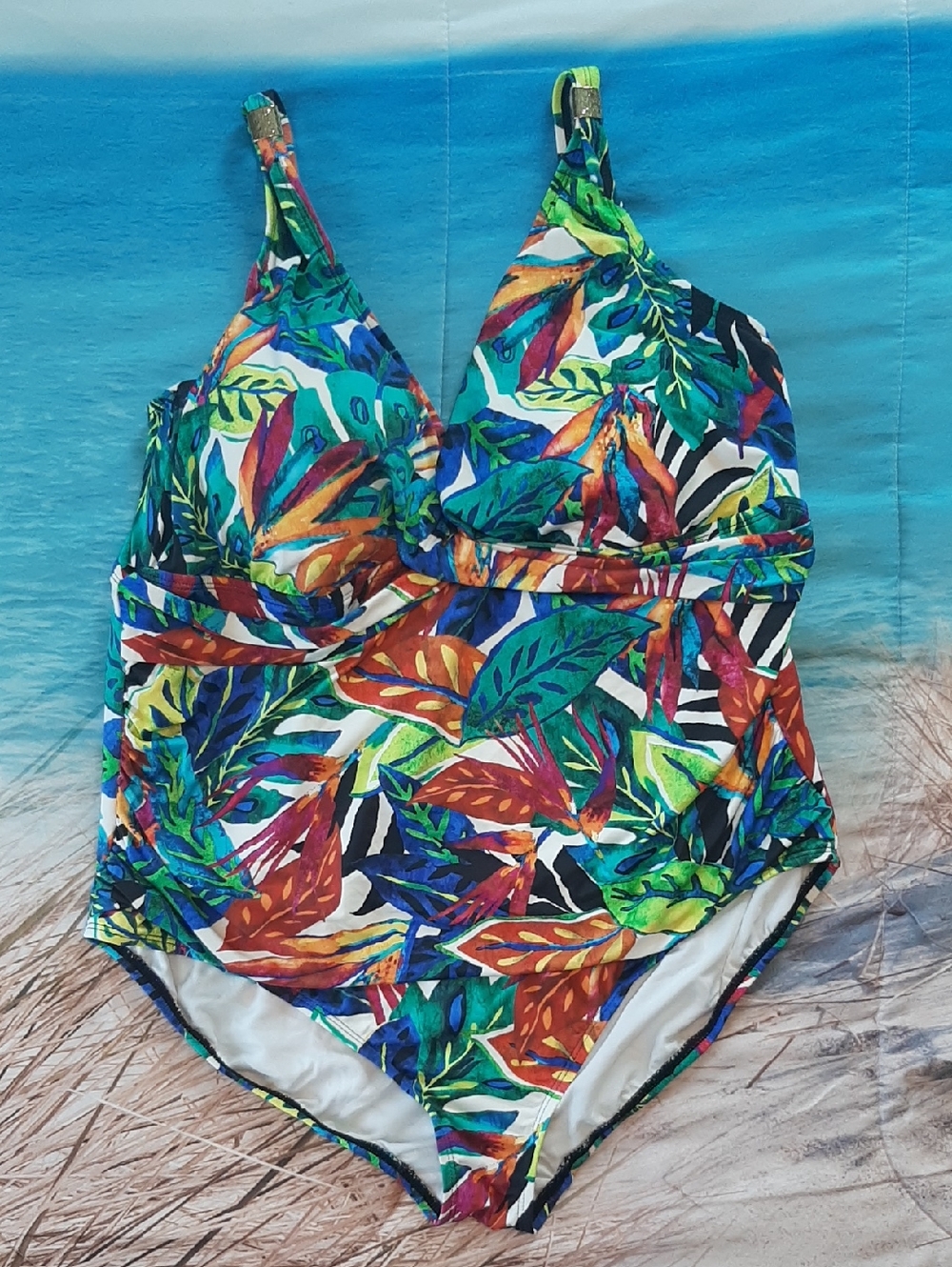 Ralph Lauren 22 W Tropical Leaf One-Piece Swimsuit Beach Swim Wear